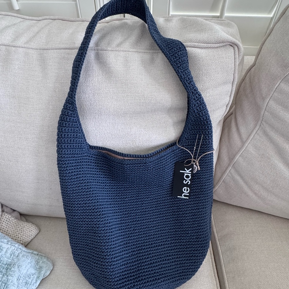 The Sak Dark Blue Crochet Hobo Bag